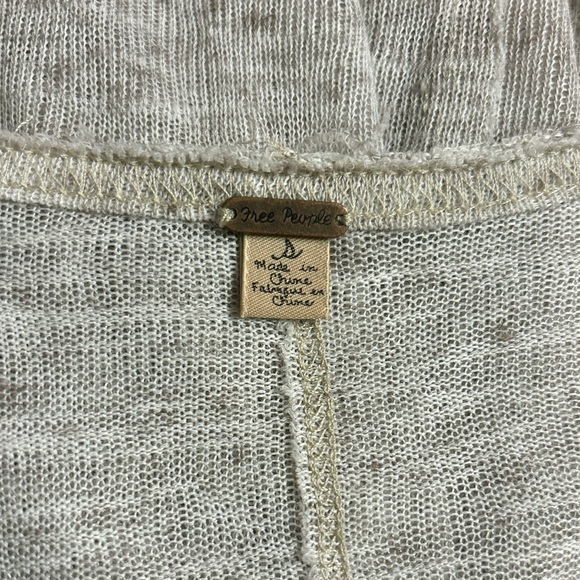 FREE PEOPLE Linen Blend Slub Knit Maxi Cardigan Crochet Lace Trim - Picture 5 of 9